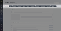The full row of audit tabs available to design in Audit Designer