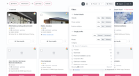 Prospect Discovery results in grid view with the filters panel open and the Export CSV button in the toolbar