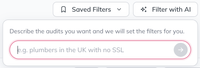 The Filter with AI box, inviting you to describe the audits you want so the filters are set for you