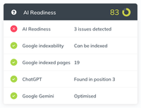 A screenshot of the AI readiness checks in the Insites audit