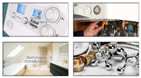 A collage of four pictures showing different types of white text on busy images to demonstrate how inaccessible it is.