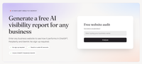 The free AI visibility checker form, where a visitor starts typing their business name and clicks Analyse