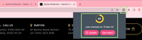 Screenshot of Insites Chrome extension showing the state after a business has been audited