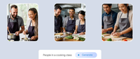 Screenshot of Google generative AI having created images of people in a cooking class