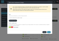 A screenshot of Insites of 'add quality standard' pop-up within the Insites audit.